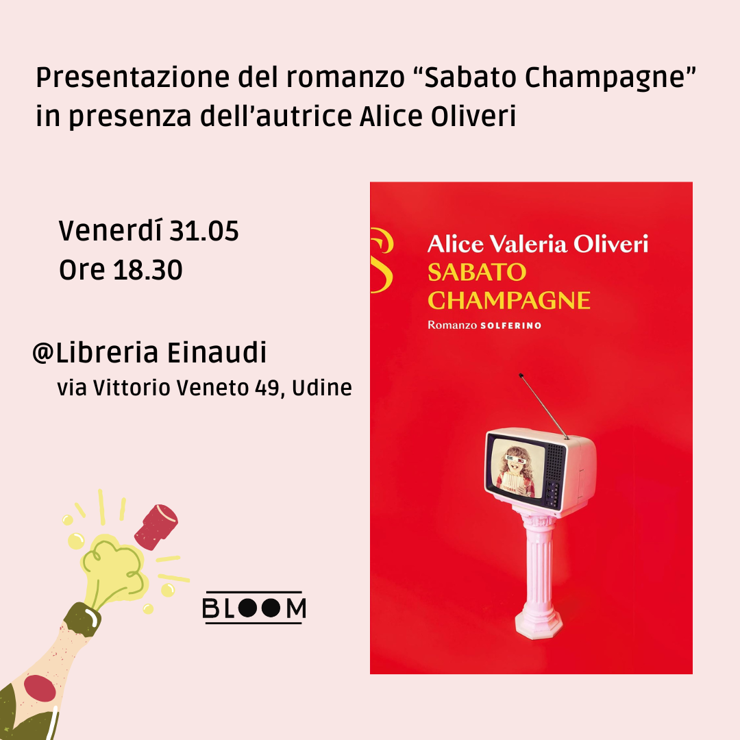 Read more about the article 31 maggio 2024 – Presentazione di “Sabato Champagne” in presenza dell’autrice